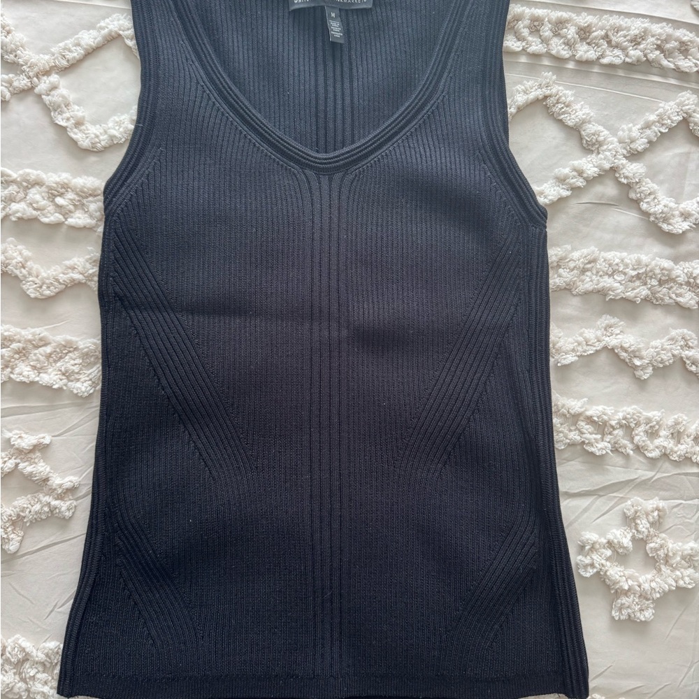 White House Black Market Black Fitted Ribbed Tank Top